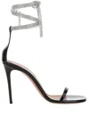 Amina Muaddi Womens Black Giorgia Crystal-embellished Leather Heeled Sandals