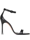 Amina Muaddi Nappa Leather Sandals With Delicate Ankle Strap In Black