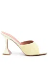 Amina Muaddi Yellow Satin Sandals With Hourglass Heel