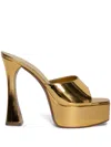 Amina Muaddi Dalida Patent Leather Platform Sandals In Gold