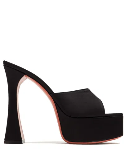 Amina Muaddi Dalida Patent Leather Platform Mules In Black