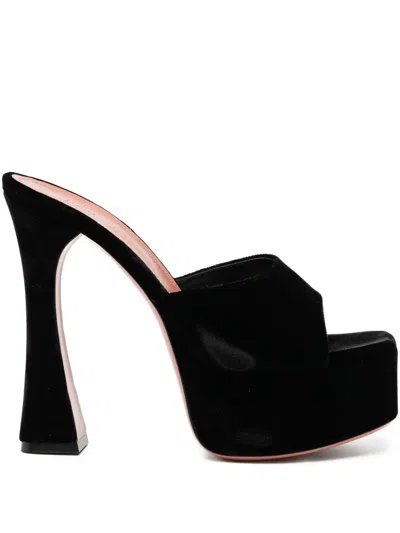 Amina Muaddi Dalida Patent Leather Platform Mules In Black