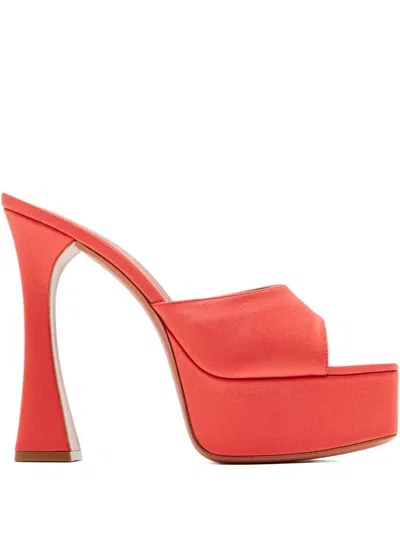 Amina Muaddi 140mm Satin Platform Sandals In Orange