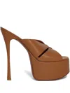 Amina Muaddi Salma Plateau Slipper Sandal Latte Leather In Brown