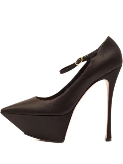 Pre-owned Amina Muaddi 160mm Leather Heeled Sandals In Black