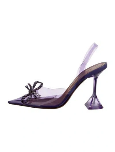 Pre-owned Amina Muaddi 2021 Rosie Glass Slingback Pumps In Purple