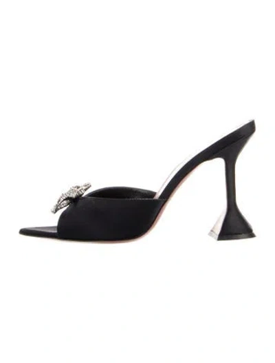 Pre-owned Amina Muaddi 2021 Rosie Slipper Satin Mules Mules In Black