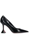 Amina Muaddi Ami Patent Leather Pedestal Pumps In Black