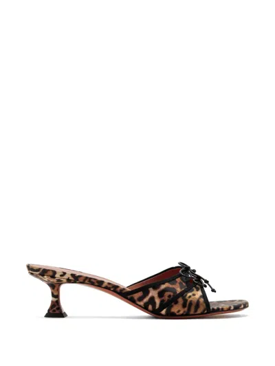 Amina Muaddi 45mm Eleonora Mules In Brown