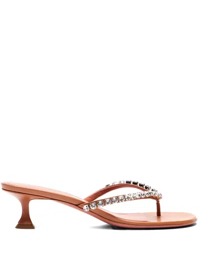 Amina Muaddi 45mm Gigi Crystal-embellished Sandals In Brown