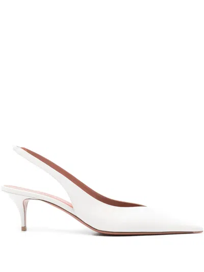 Amina Muaddi 52mm Anok Slingback-pointed Pumps In White
