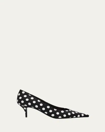 Amina Muaddi 55mm Barbara Polka-dot Satin Pumps In Black