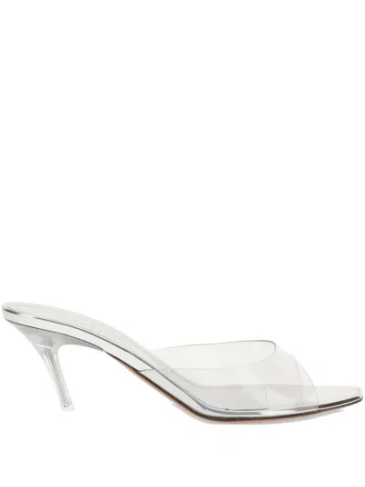 Amina Muaddi 60mm Alexa Glass Sandals In White
