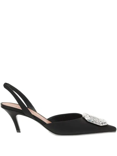 Amina Muaddi Camelia 60mm Crystal-buckle Pumps In Black