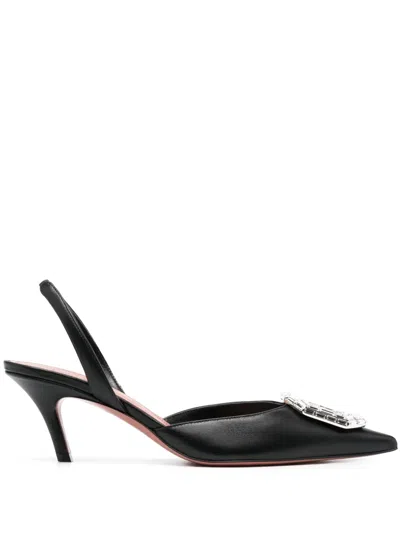 Amina Muaddi 60mm Camelia Slingback Pumps In Black