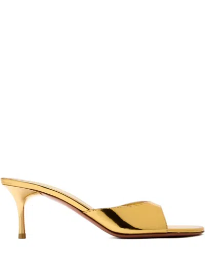 Amina Muaddi 60mm Jeanne Metallic Mules