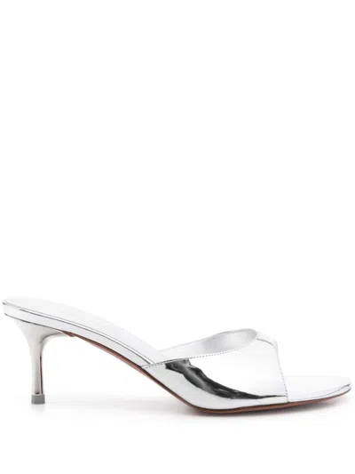 Amina Muaddi 60mm Jeanne Slipper Mules In Silver