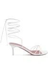 Amina Muaddi Lori Lace Up 60 Nappa Sandal In White