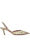 Amina Muaddi Sofia Snake-effect Leather Slingback Pumps In Animal Print