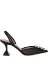 Amina Muaddi 70mm Begum Crystal-embellished Slingback Pumps In Black