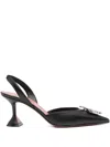 Amina Muaddi Leather Slingback Pumps Featuring Sculptural Heel In Black