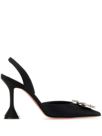 Amina Muaddi Begum 95 Embellished Velvet Slingback Pumps In Black