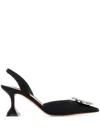 Amina Muaddi 70mm Begum Satin Slingbacks In Black