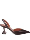 Amina Muaddi Stylish Pointed Toe High Heel Pumps In Brown