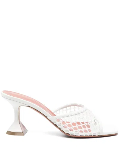 Amina Muaddi 70mm Lupita Sandals In White
