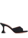 Amina Muaddi Lupita Suede Pedestal Mule Sandals In Blue