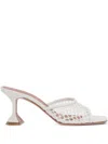 Amina Muaddi Lupita 70 White Net Mules In White
