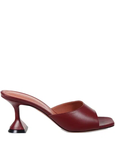Amina Muaddi Square-toed High-heeled Sandals In Burgundy