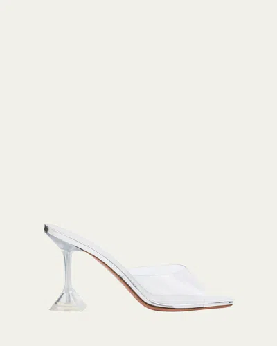 Amina Muaddi 70mm Lupita Transparent Mule Sandals In White