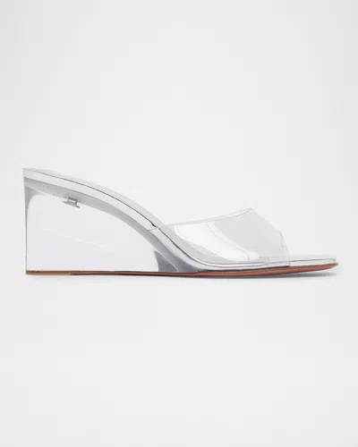 Amina Muaddi 70mm Lupita Transparent Wedge Mules