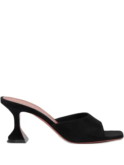 Amina Muaddi Lupita Suede Pedestal Mule Sandals In Black