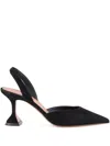 Amina Muaddi Womens Black Holli 70 Suede Slingback Heels In Black