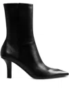Amina Muaddi Christine Leather Zip Ankle Booties In Black