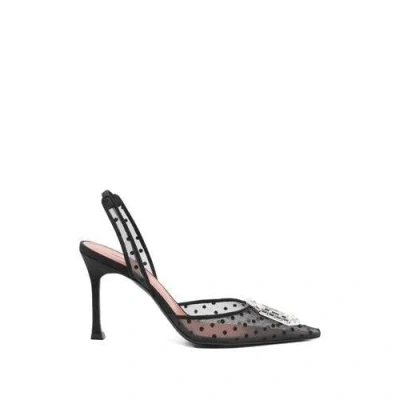 Amina Muaddi 90 Mm Sr Heel With Mirrored Tapered Toe Accessory In Black