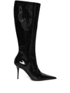 Amina Muaddi Woman Boot Black Size 7 Leather In Black