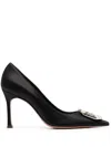 Amina Muaddi Camelia Pump 90 Satin Black White B In Black