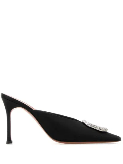 Amina Muaddi Camelia Pointed-toe Embellished Mules In Black