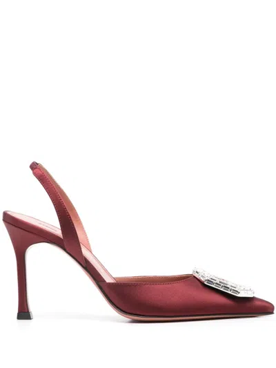 Amina Muaddi 90mm Camelia Slingback Pumps In Red