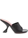 Amina Muaddi 90mm Lupita Sculpted Heel Sandals In Black