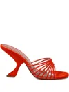 Amina Muaddi Mookie Suede Pvc Comma-heel Mules In Orange