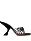 Amina Muaddi 90mm Mookie Sculpted-heel Strappy Sandals In Black