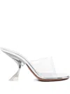 Amina Muaddi Metallic Open-toe Sandals With Sculptural Heel In White