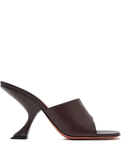 Amina Muaddi Coffee Nappa Leather Taylor Slipper 90 Sandals In Burgundy