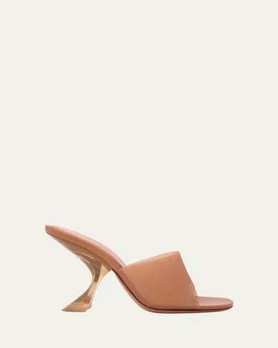 Amina Muaddi 90mm Taylor Transparent Slippers In Brown