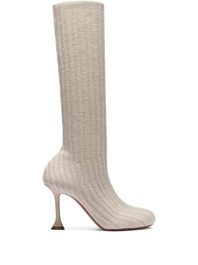 Amina Muaddi 90mm Veneda Boots In Nude
