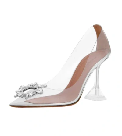 Pre-owned Amina Muaddi 95 Begum Pump Pvc Clear Transparent Glass Crystal Sandal Heel 39
